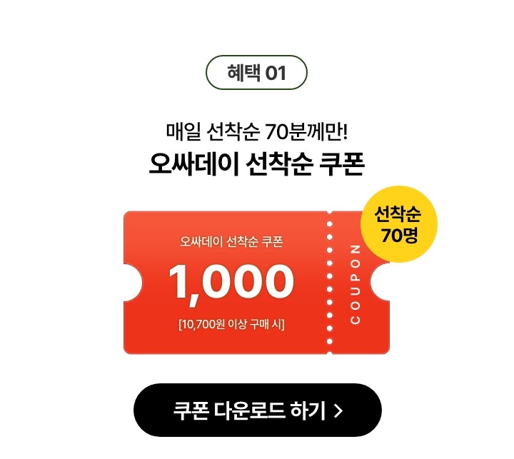 쇼핑지원금 1,000원 할인쿠폰 - 쿠폰 다운로드