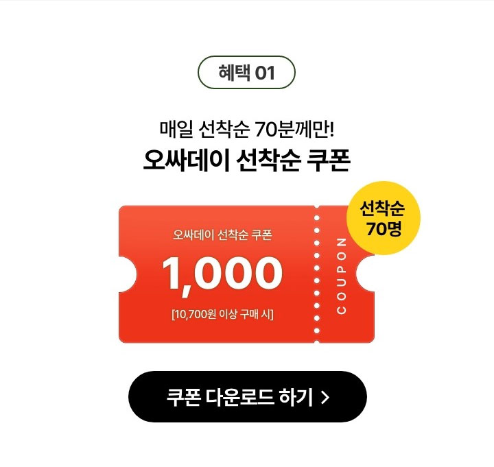 쇼핑지원금 1,000원 할인쿠폰 - 쿠폰 다운로드