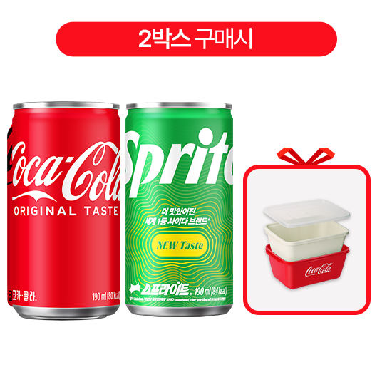 [LIVE][패키지경품]코카-콜라 190CAN X30 + 스프라이트 190CAN X30 + 채반용기
									목록 이미지