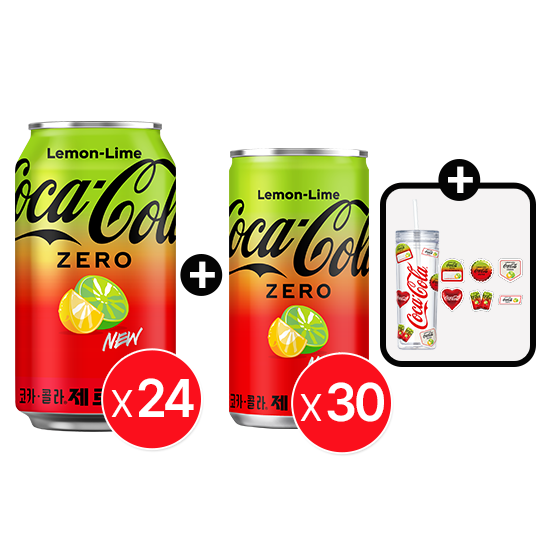 [LIVE] 코크제로 레몬라임 190CAN X30 + 코크제로 레몬라임 350CAN X24 + (코카콜라콜드컵+레몬라임스티커)
									목록 이미지