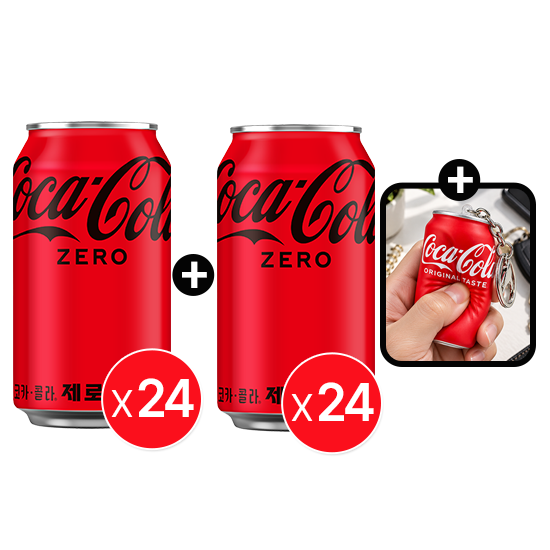 [노벨티증정] 코카-콜라 제로 350ml X24 x2(2상자) + 코카콜라  스퀴시 키링 목록 이미지