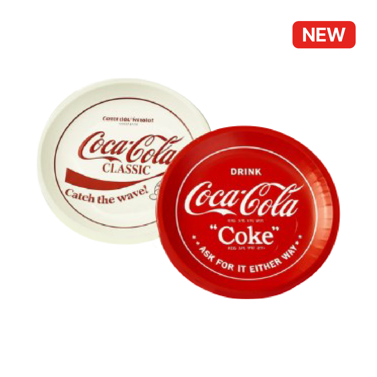 코카-콜라 원형 입체 틴쟁반 2P